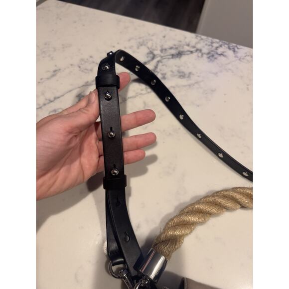 All Saints Harri Crossbody Bag Tan Black Rope Handle Purse Handbag Allsaints - Picture 3 of 13